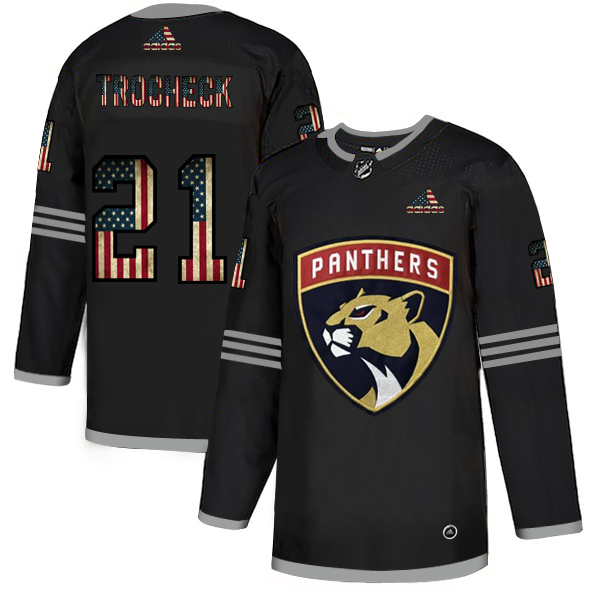Florida Panthers #21 Vincent Trocheck Adidas Men Black USA Flag Limited NHL Jersey